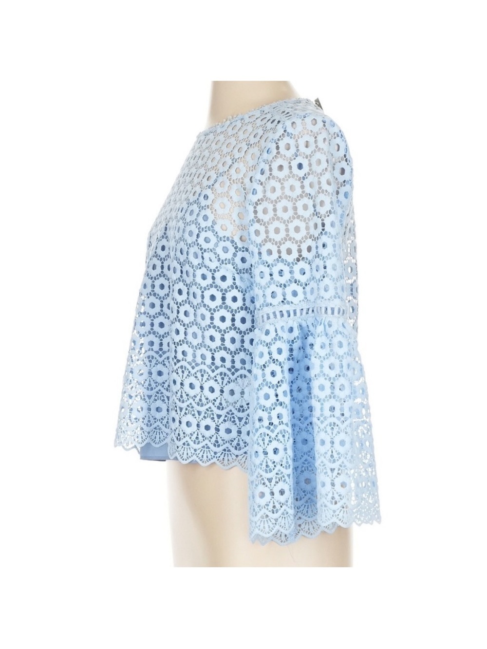 J.Crew Lace Bell Sleeve Blouse Size 2 White Floral Eyelet Top NWT Boho - Picture 4 of 6